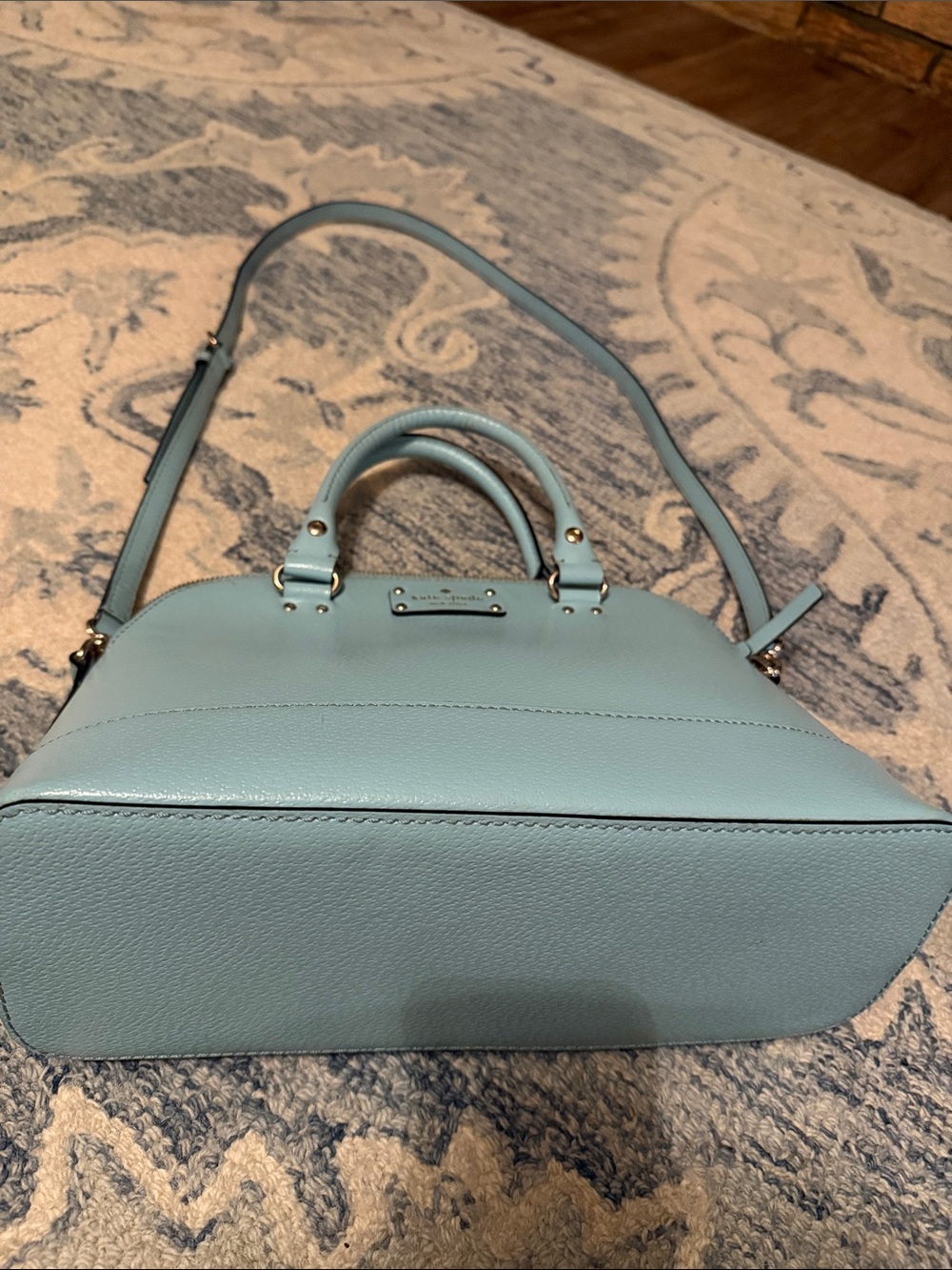 kate spade Light Blue Leather Satchel with Adjustable Strap
